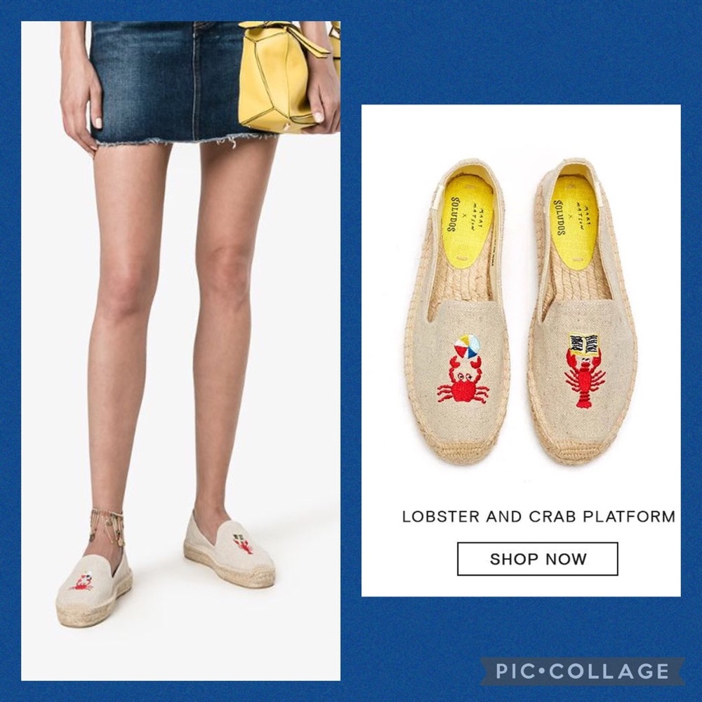 Soludos Cream Espadrilles with Lobster Design
